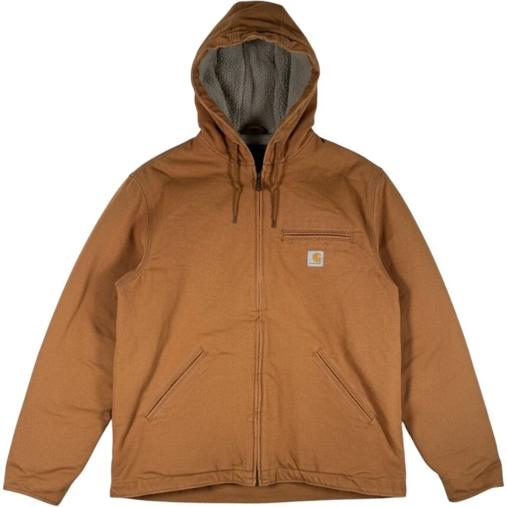 Carhartt Mens Washed Duck Sherpa-Lined Jacket Brown OJ4392-M 2XL Regular NWT